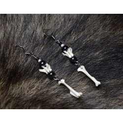 Boucles d'oreilles Hématite et ossements
