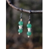 Boucles d'oreilles Aventurine verte et ossements