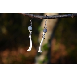 Boucles d'oreilles Aventurine bleue et ossements
