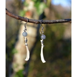 Boucles d'oreilles Aventurine bleue et ossements