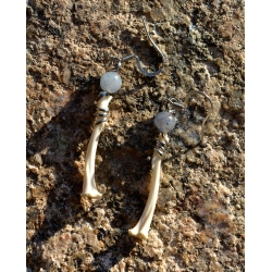 Boucles d'oreilles Aventurine bleue et ossements