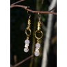 Boucles d'oreilles Quartz rose et ossements
