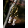 Boucles d'oreilles Quartz rose et ossements