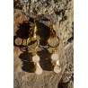 Boucles d'oreilles Quartz rose et ossements
