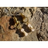 Boucles d'oreilles Quartz rose et ossements