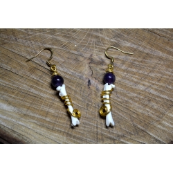 Boucles d'oreilles Améthyste et ossements